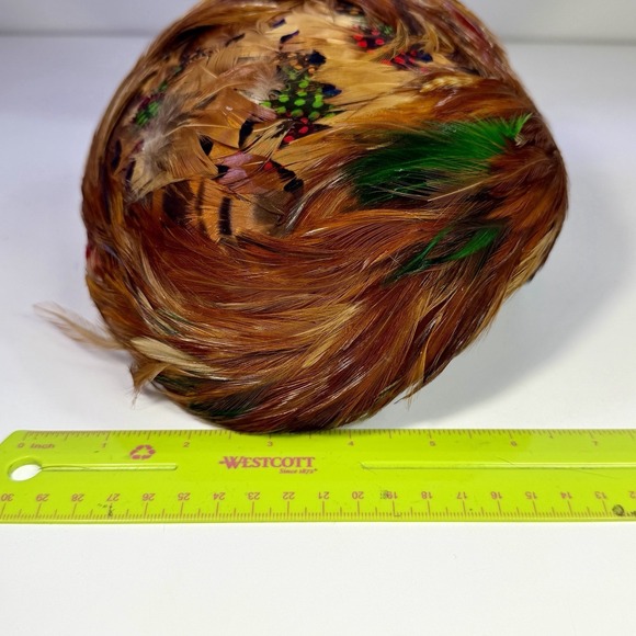 VTG Gene Doris New York Fheasant Feather Tilt Hat Union Made USA MCM Cocktail main image 5